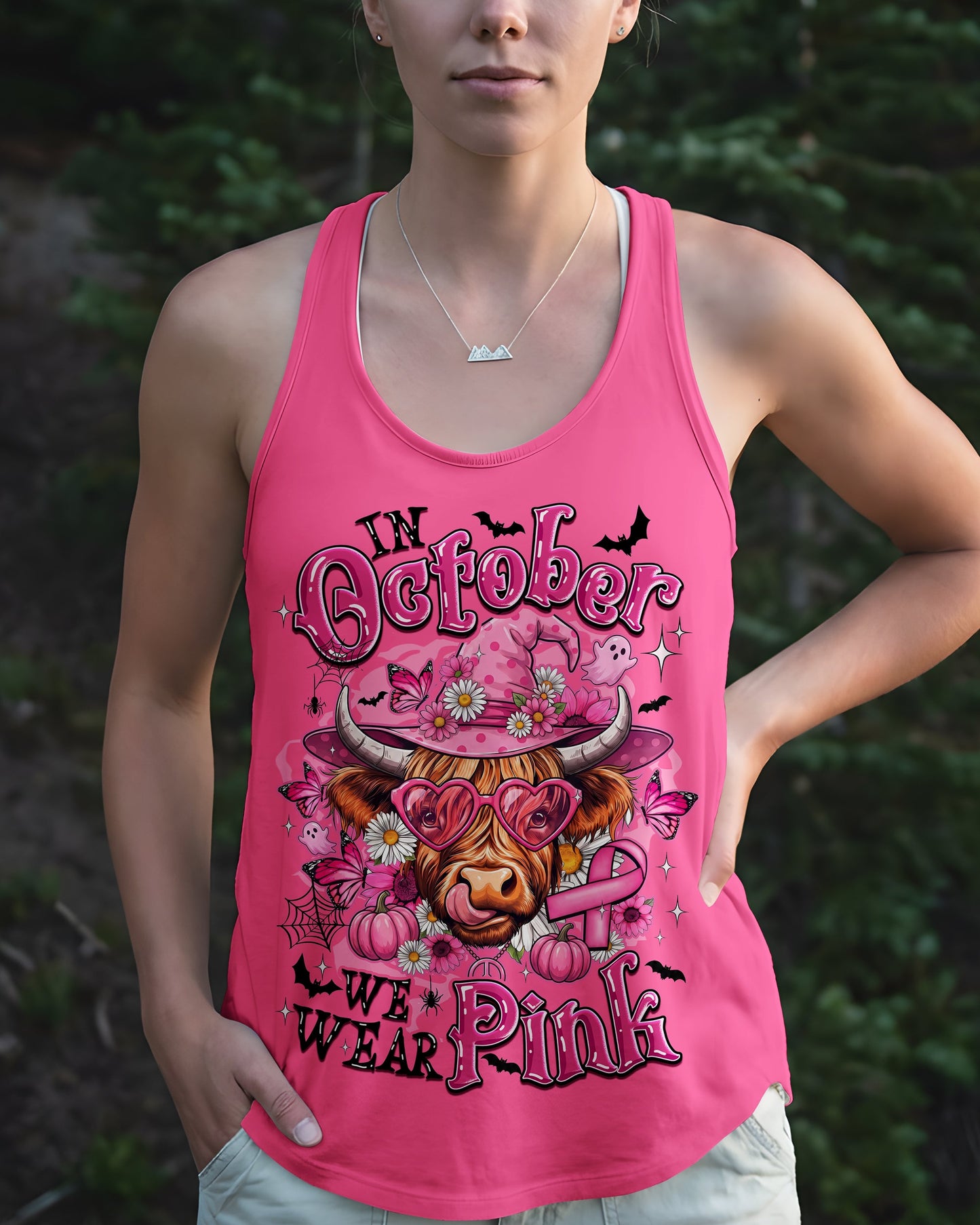 IN OCTOBER WE WEAR PINK COW HALLOWEEN BREAST CANCER AWARENESS ALL OVER PRINT - TYQY1507263