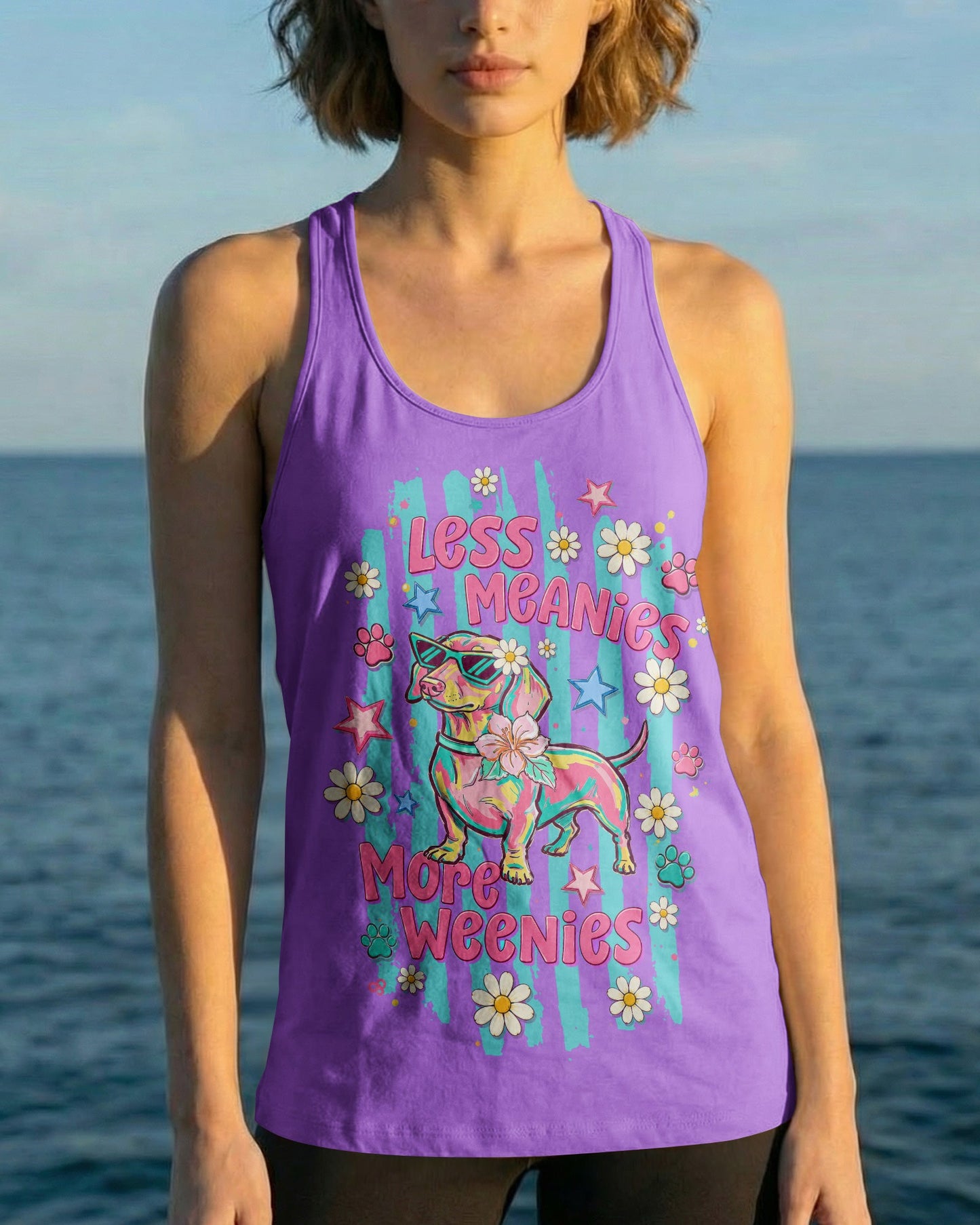 LESS MEANIES MORE WEENIES DACHSHUND DOG ALL OVER PRINT - TLTW2005261
