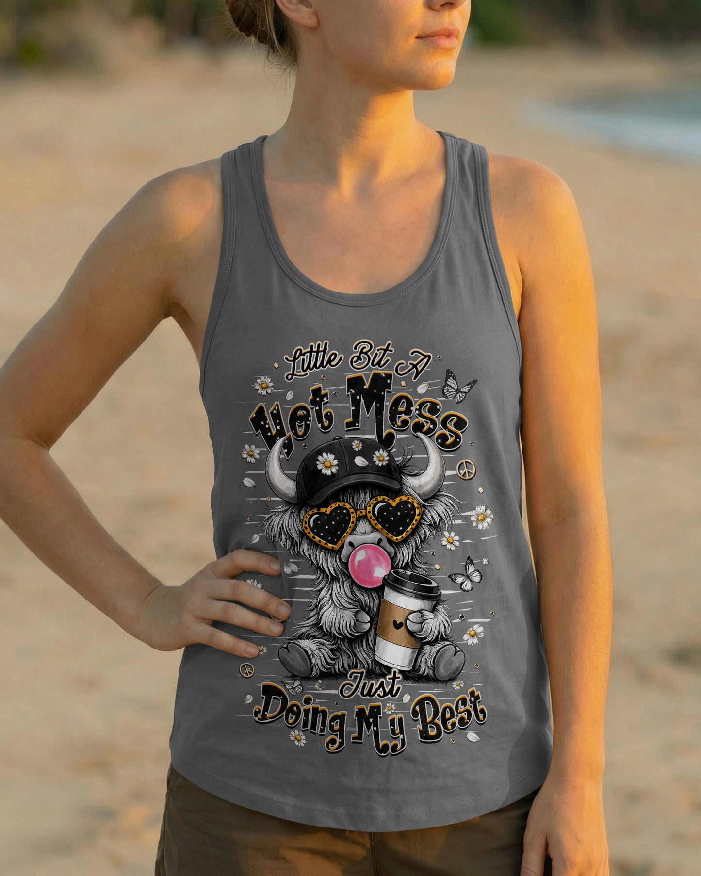 LITTLE BIT A HOT MESS COW ALL OVER PRINT - TLHN1706264