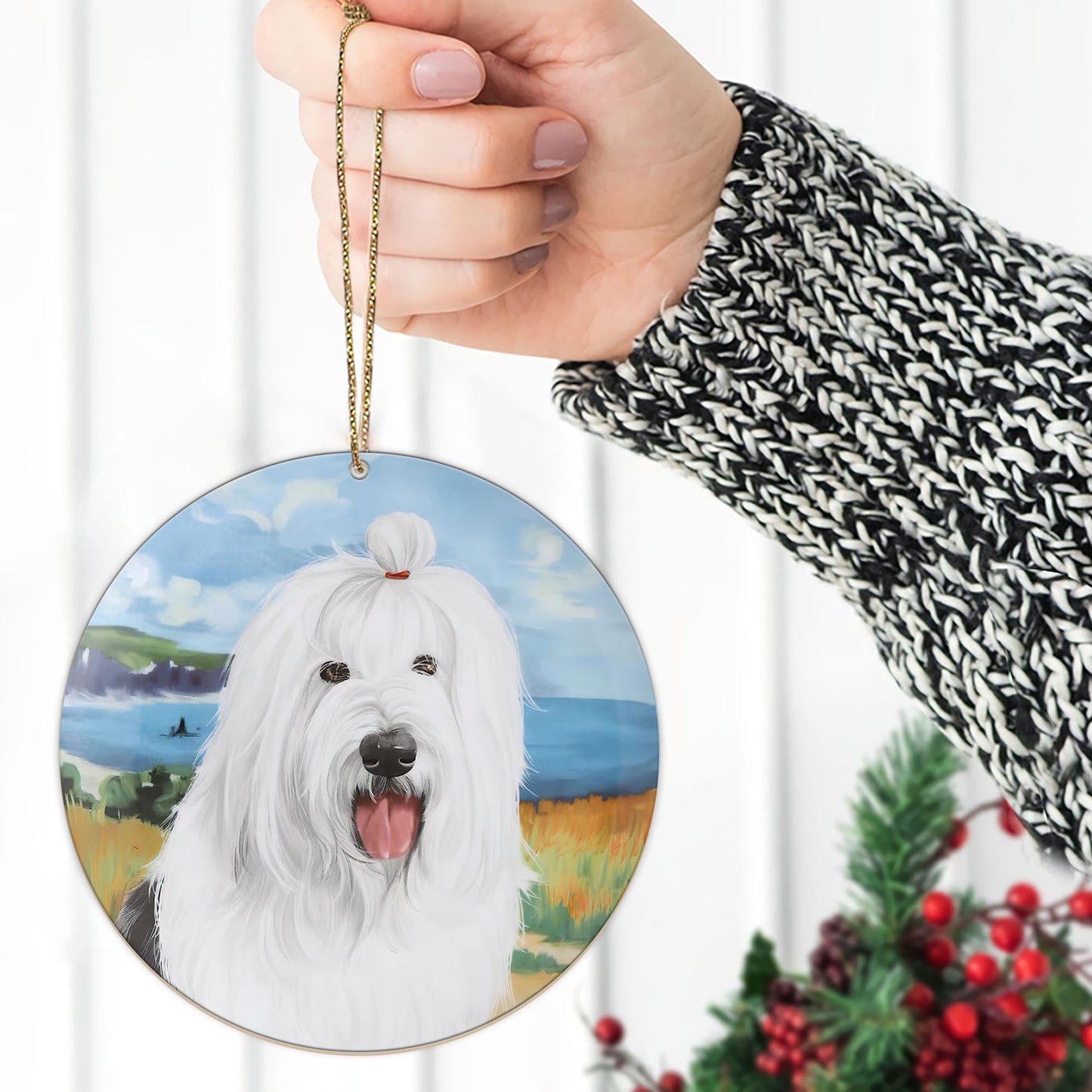 Sheepdog Custom Pet Dog Cat Ceramic Ornament