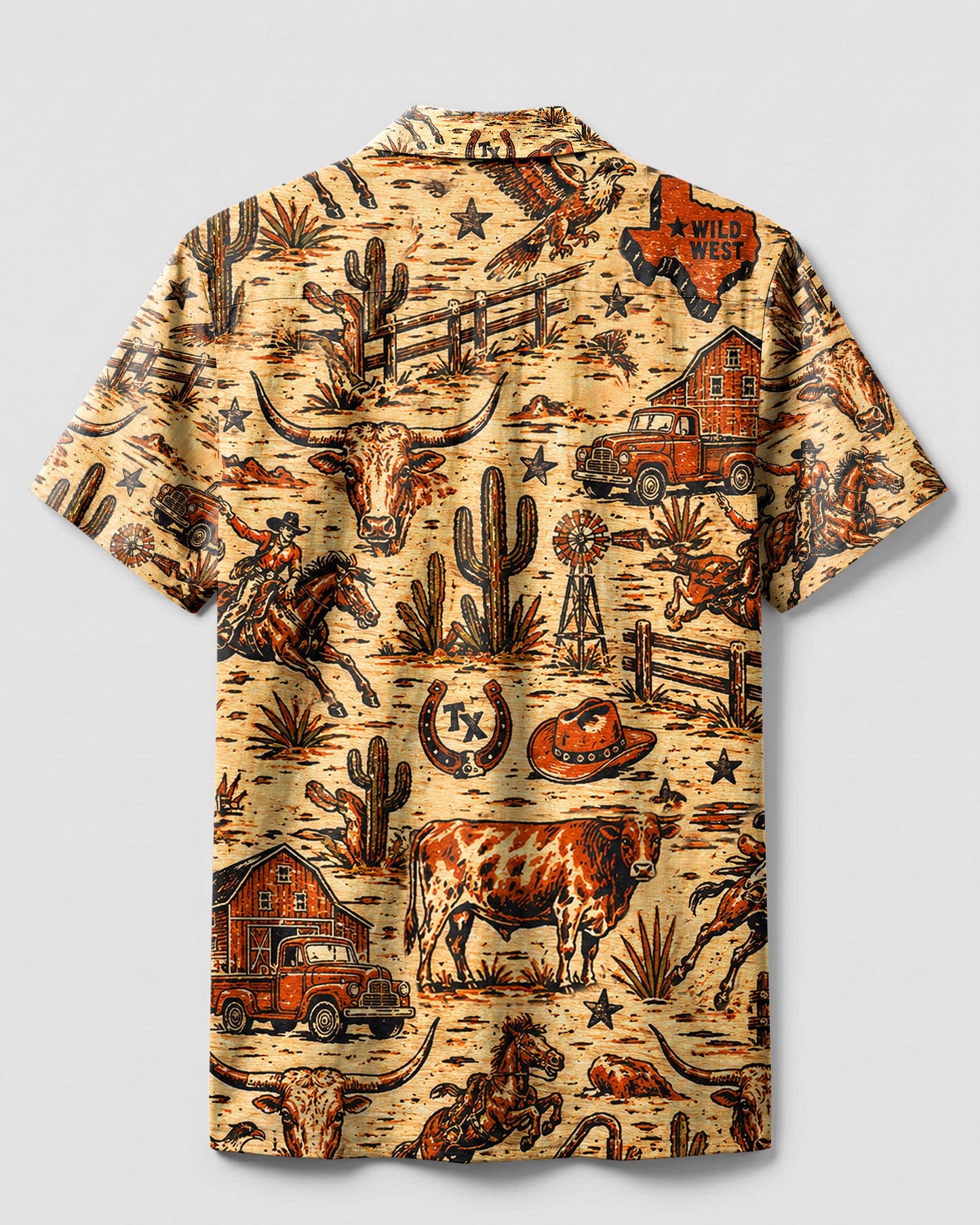WILD WEST VINTAGE TEXAS PATTERN CAMP SHIRT - TLHN2606264