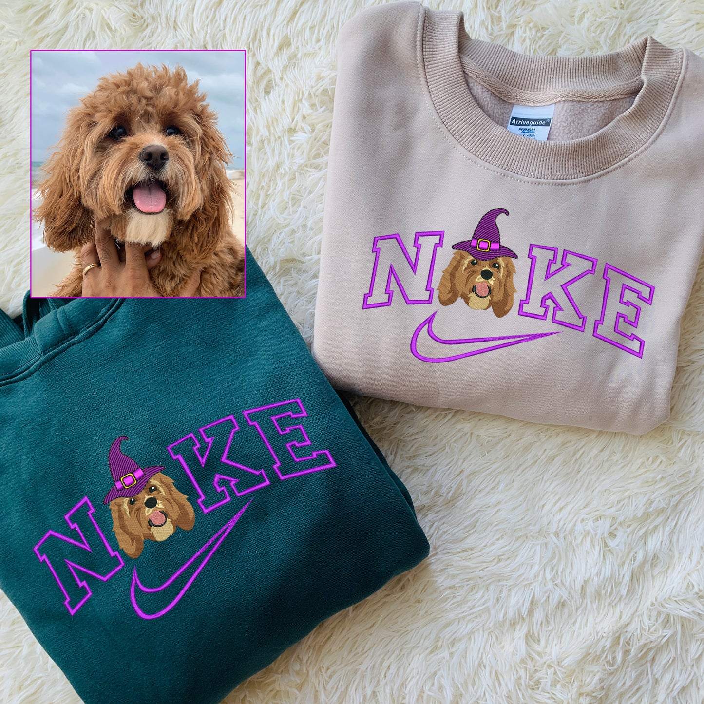 Halloween Personalized Embroidered Pet Dog Cat Witch Hoodie Sweatshirt T-Shirt