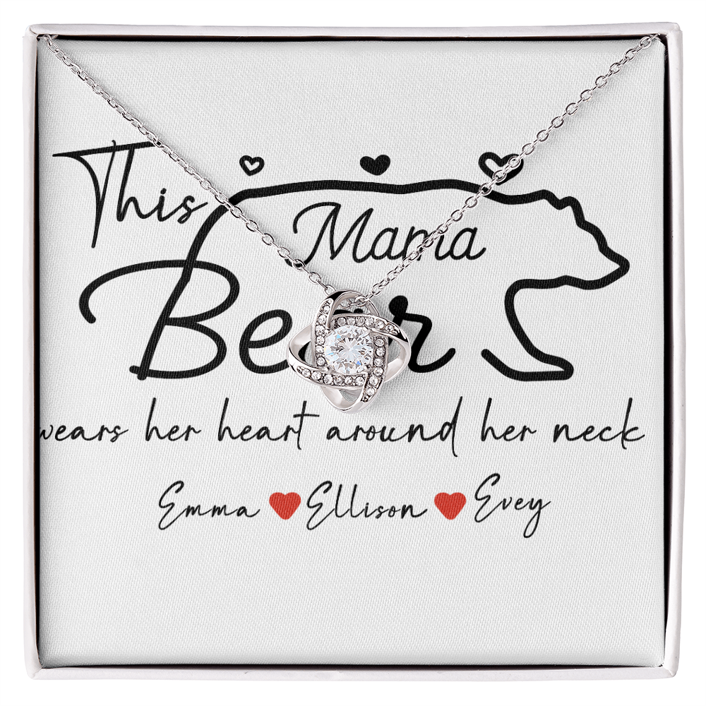 Personalized Mama Bear Love Knot Necklace