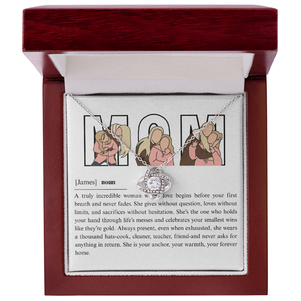 Personalize Mom Love Knot Necklace