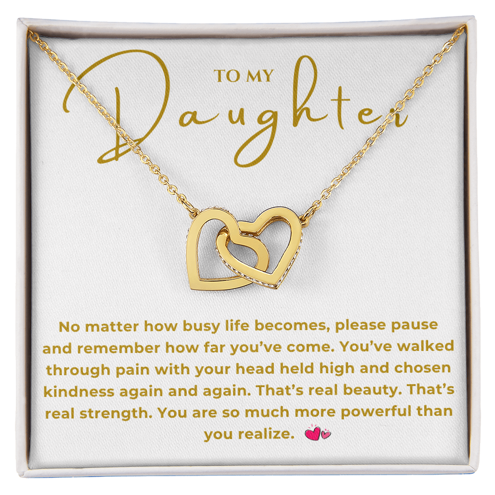 To My Daughter Interlocking Hearts Necklace