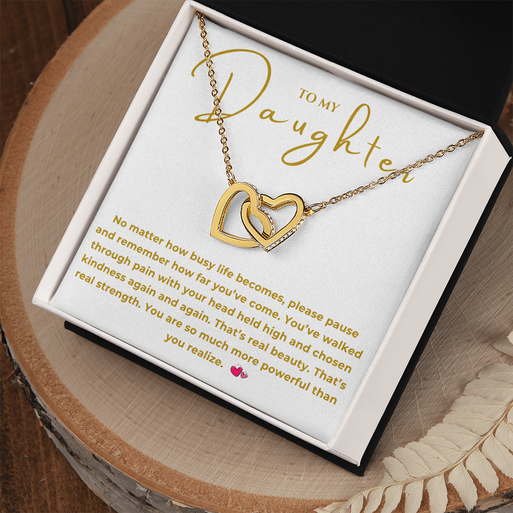 To My Daughter Interlocking Hearts Necklace