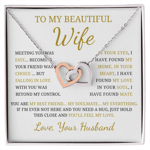 To My Beautiful Wife Interlocking Hearts Necklace