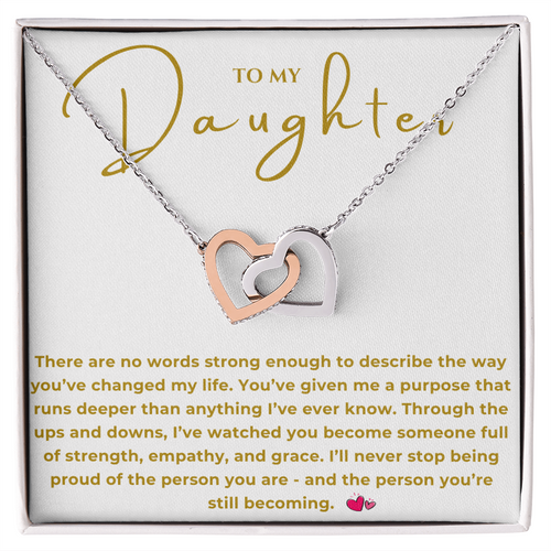 To My Daughter Interlocking Hearts Necklace