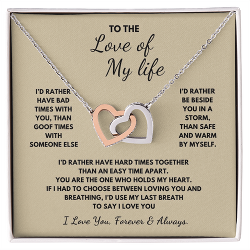 To The Love of My Life Interlocking Hearts Necklace