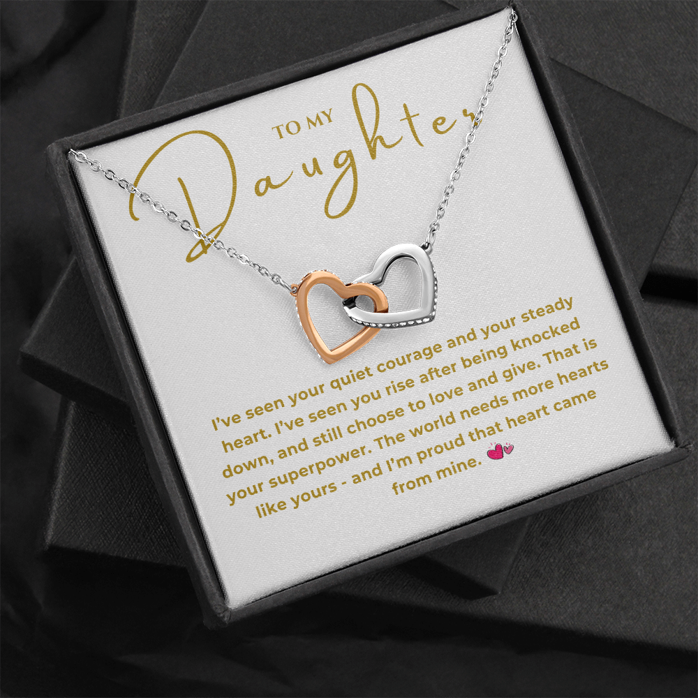 To My Daughter Interlocking Hearts Necklace