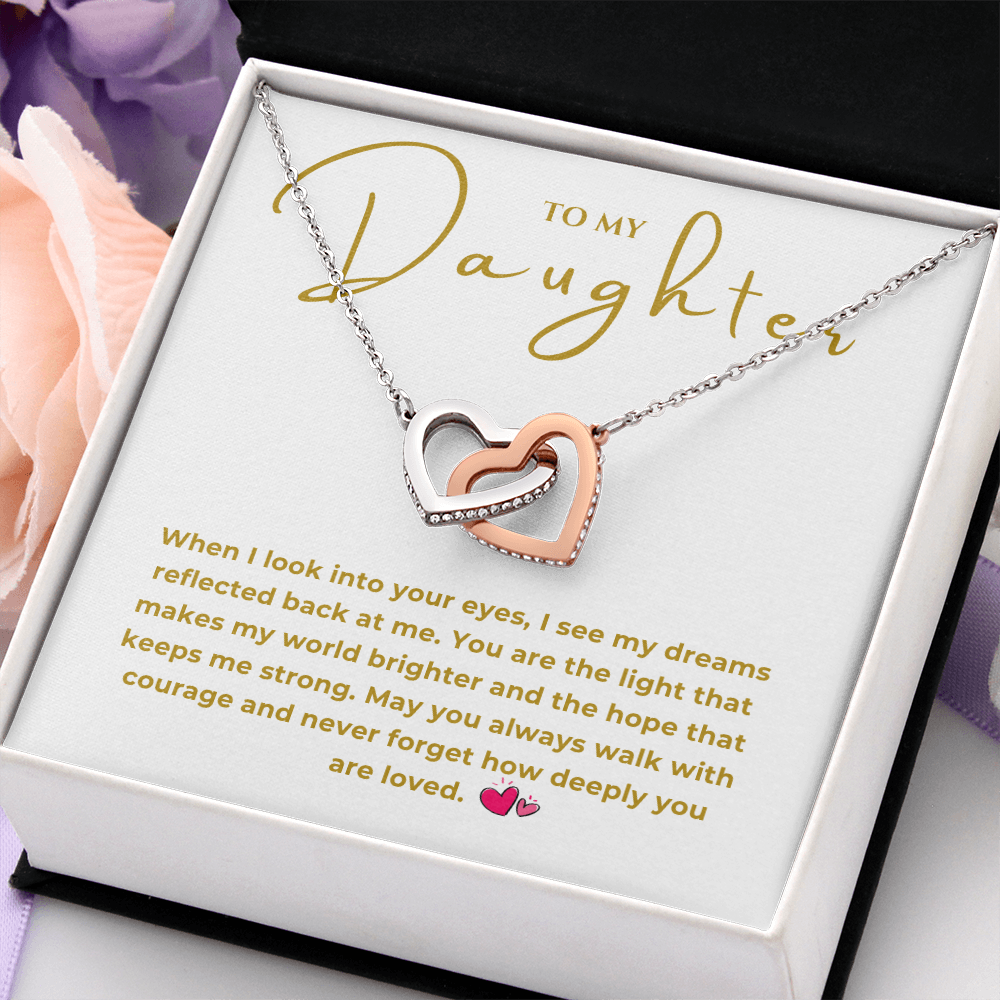 To My Daughter Interlocking Hearts Necklace