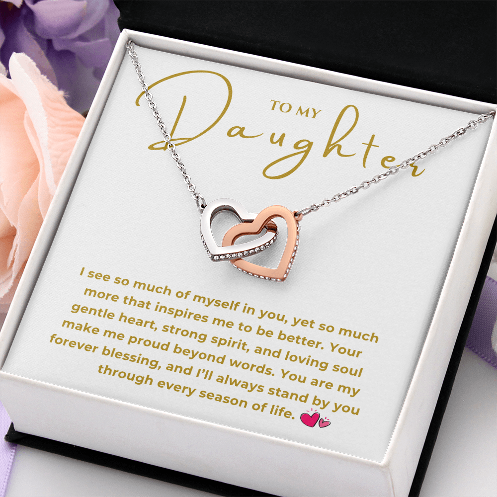 To My Daughter Interlocking Hearts Necklace
