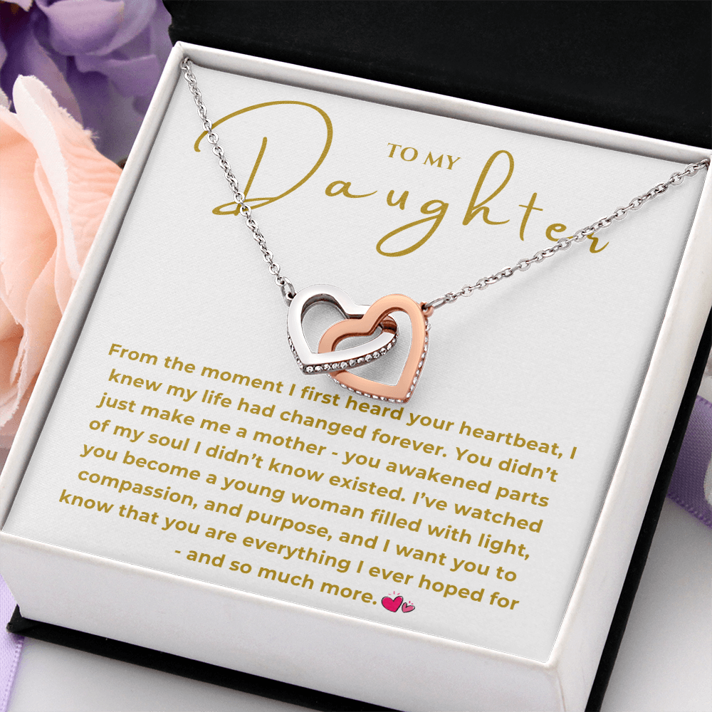 To My Daughter Interlocking Hearts Necklace