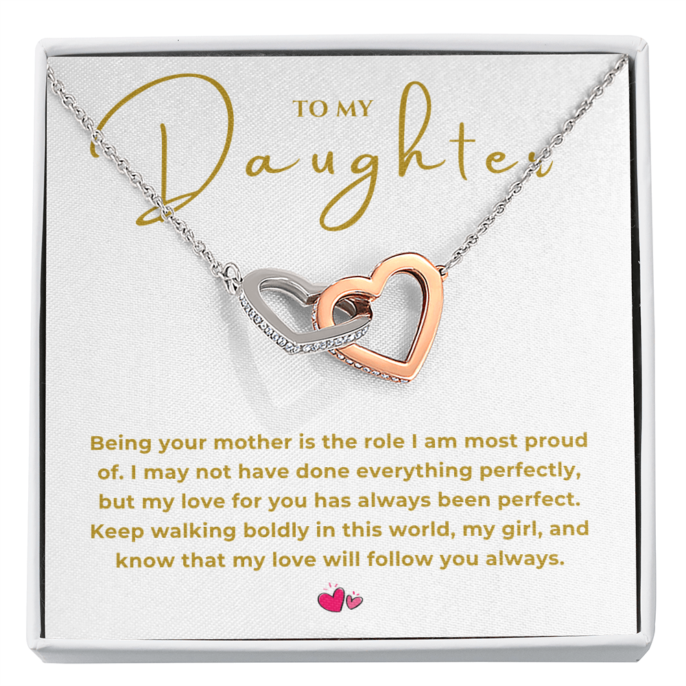 To My Daughter Interlocking Hearts Necklace