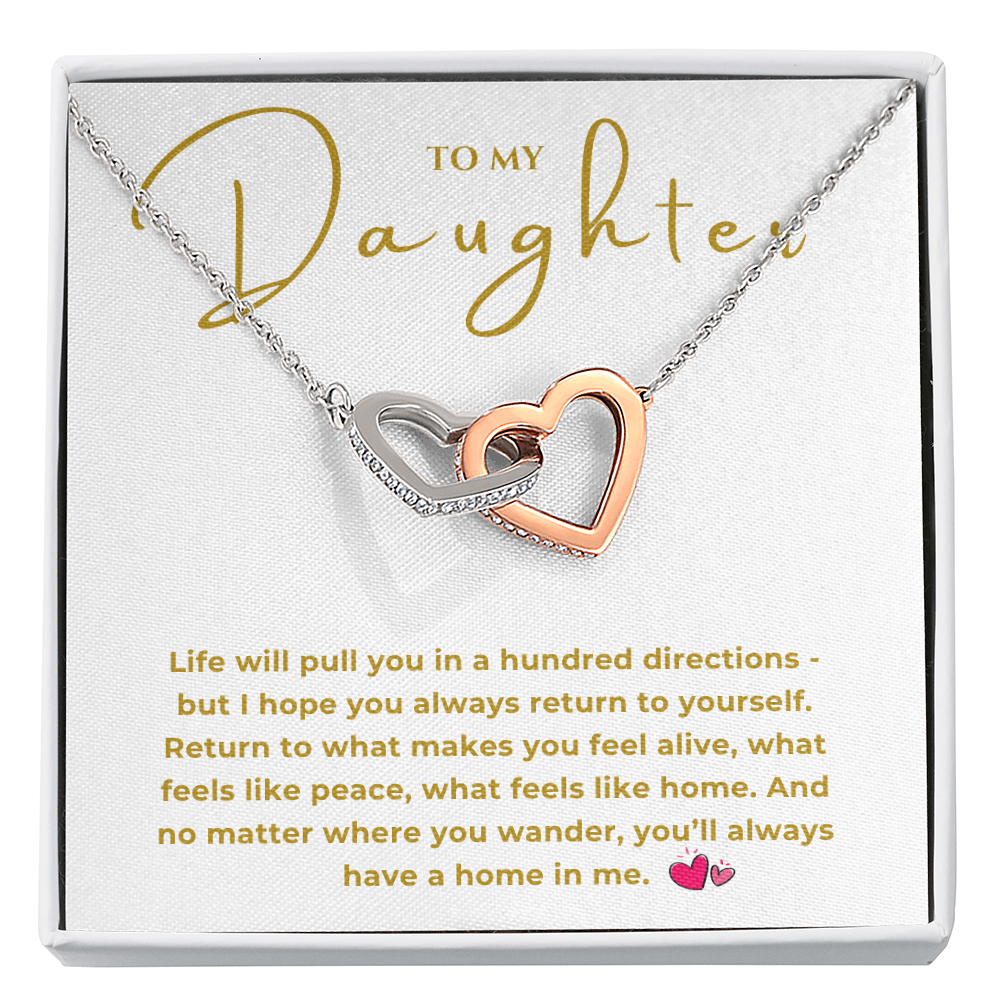 To My Daughter Interlocking Hearts Necklace