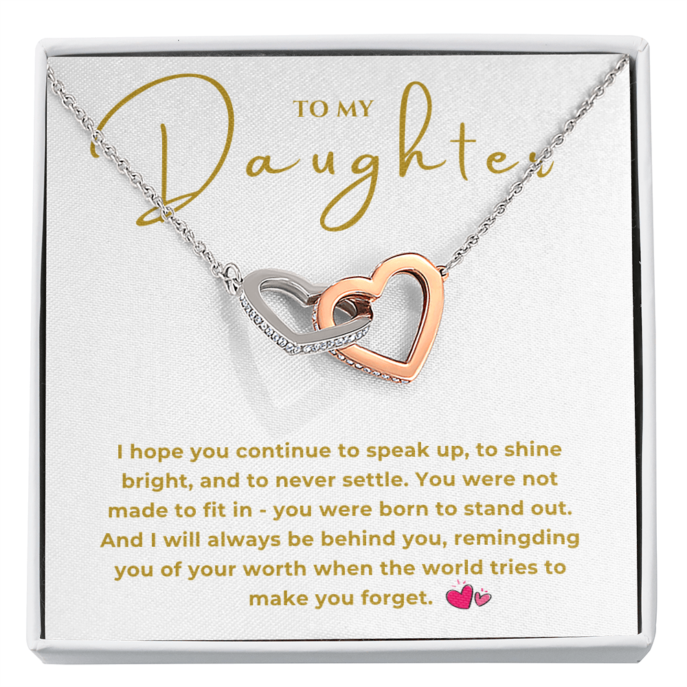 To My Daughter Interlocking Hearts Necklace