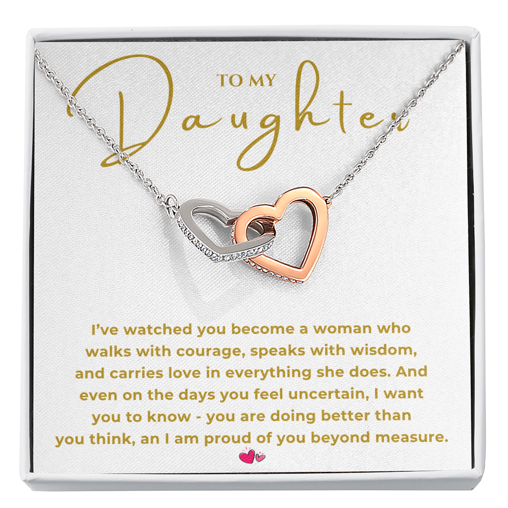 To My Daughter Interlocking Hearts Necklace