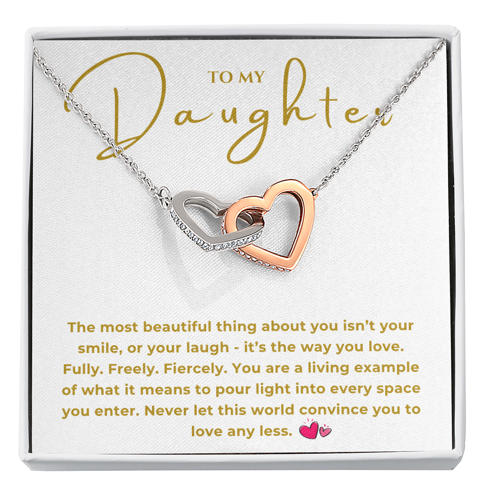 To My Daughter Interlocking Hearts Necklace