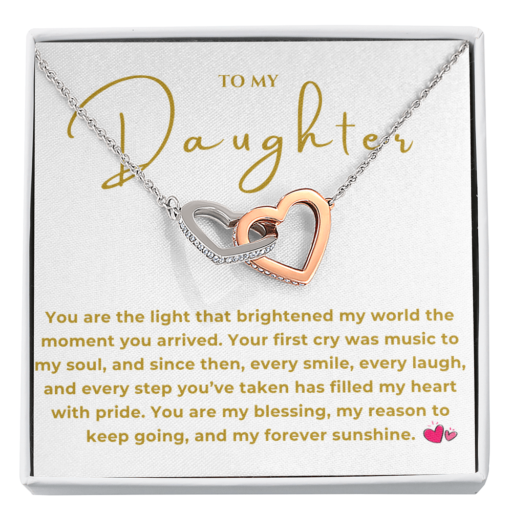 To My Daughter Interlocking Hearts Necklace
