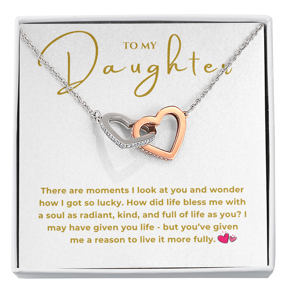 To My Daughter Interlocking Hearts Necklace