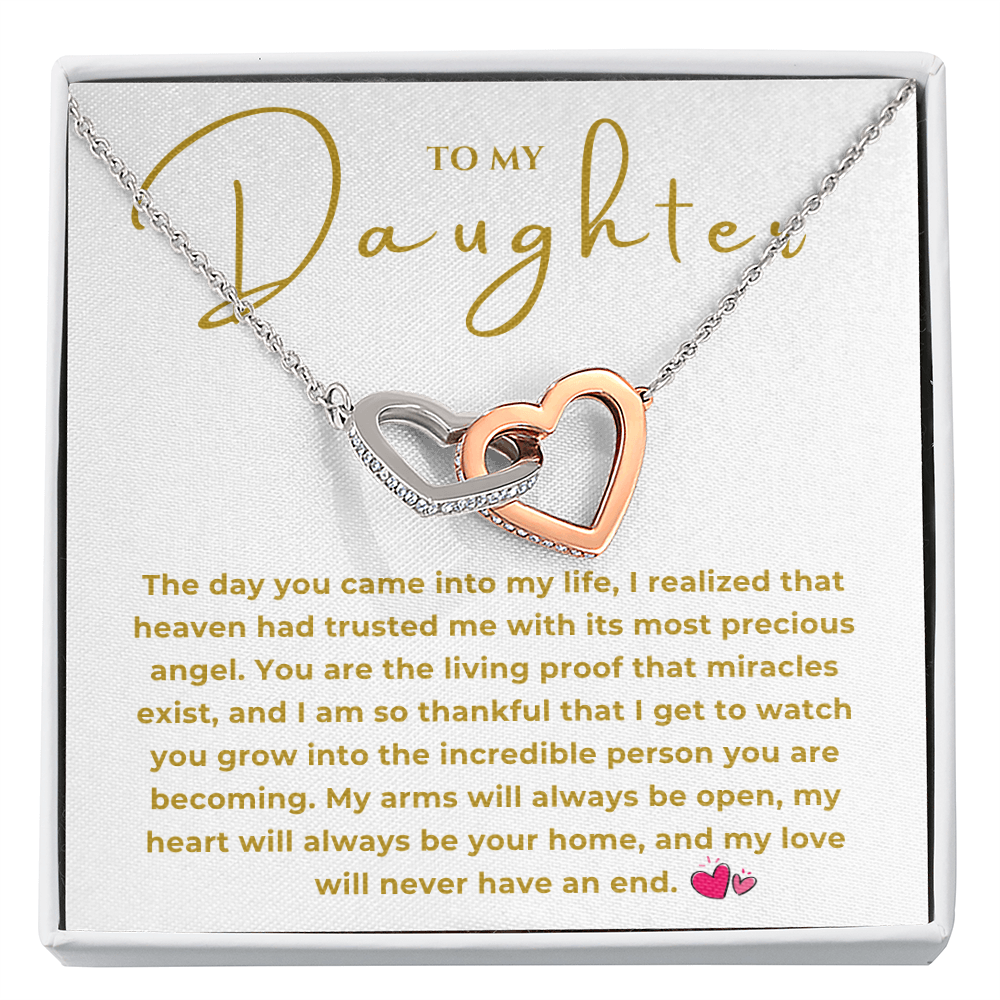 To My Daughter Interlocking Hearts Necklace