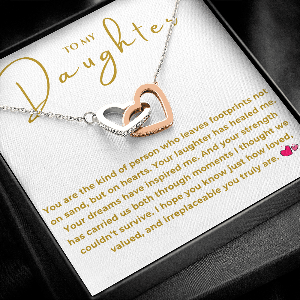 To My Daughter Interlocking Hearts Necklace
