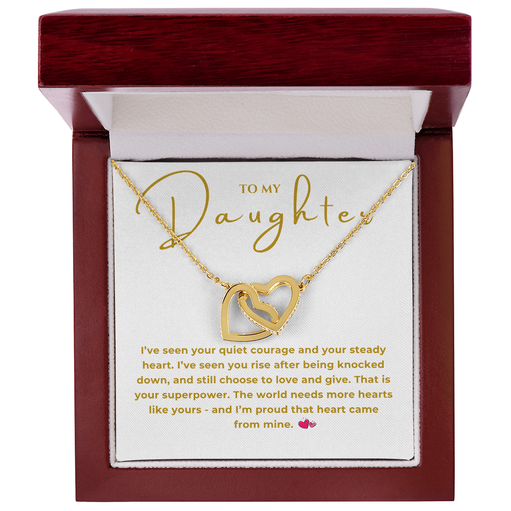 To My Daughter Interlocking Hearts Necklace