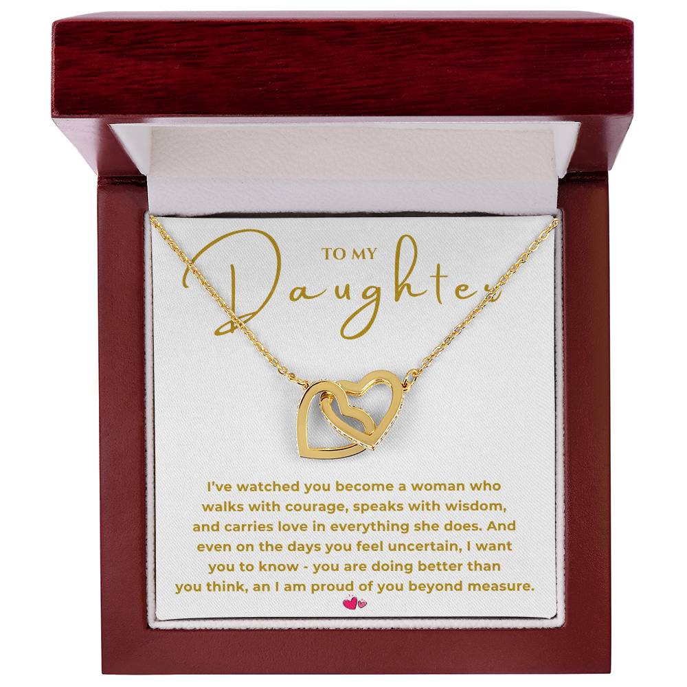 To My Daughter Interlocking Hearts Necklace