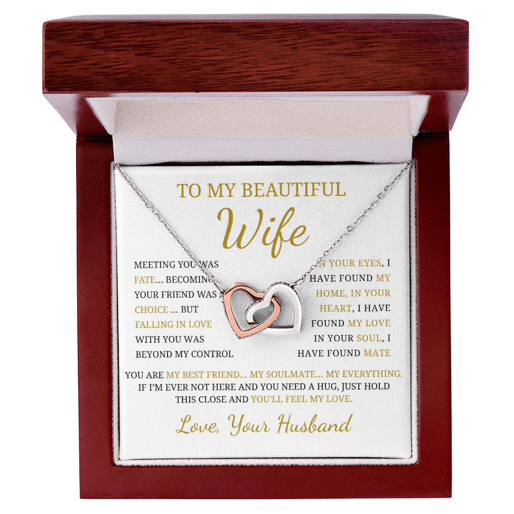 To My Beautiful Wife Interlocking Hearts Necklace