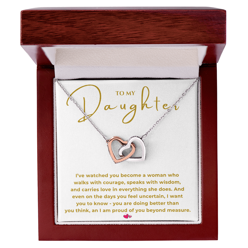 To My Daughter Interlocking Hearts Necklace
