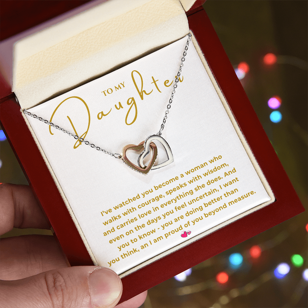 To My Daughter Interlocking Hearts Necklace