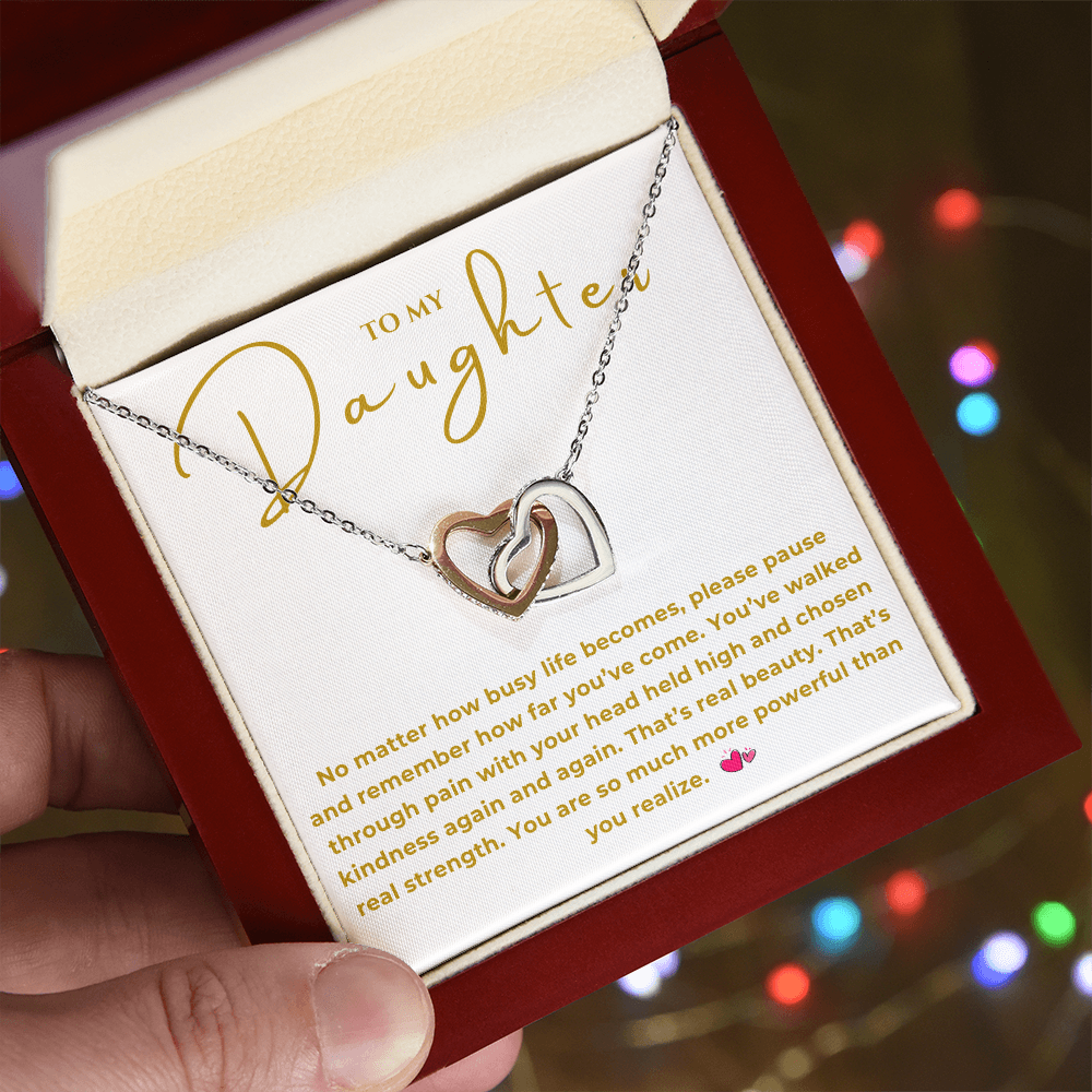 To My Daughter Interlocking Hearts Necklace