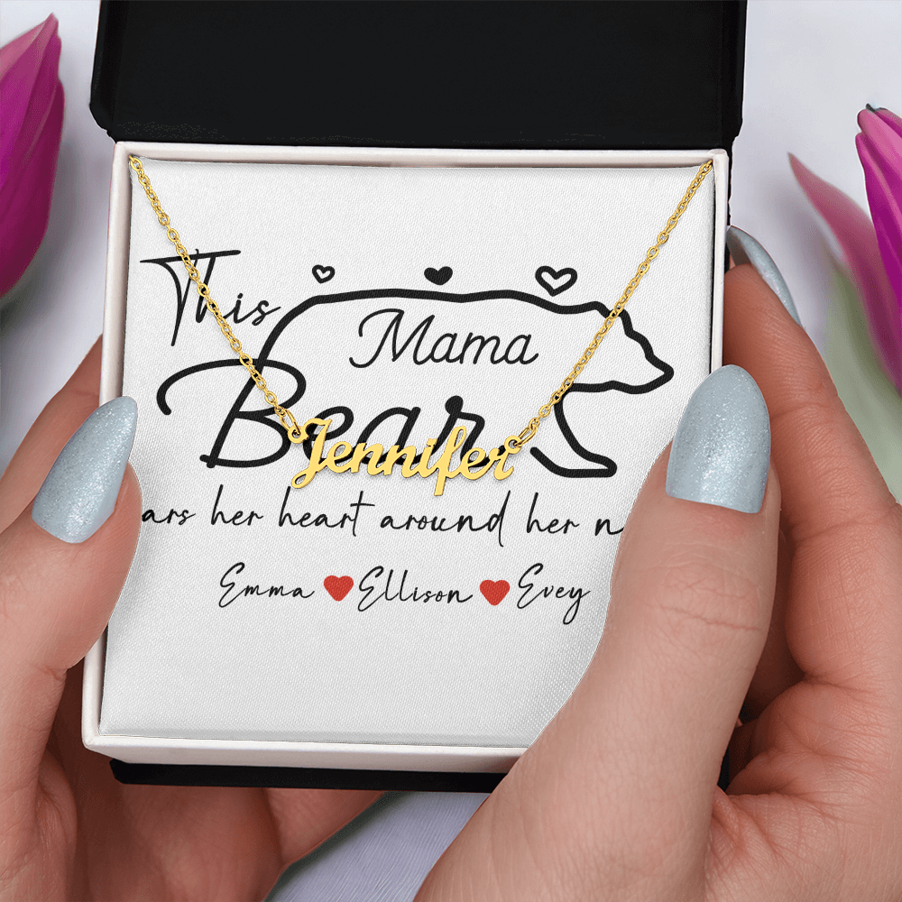 Personalized Mama Bear Name Necklace