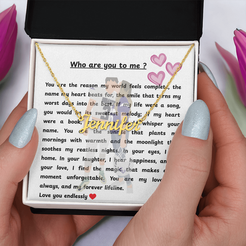 Personalized Who Are You To Me Name Necklace