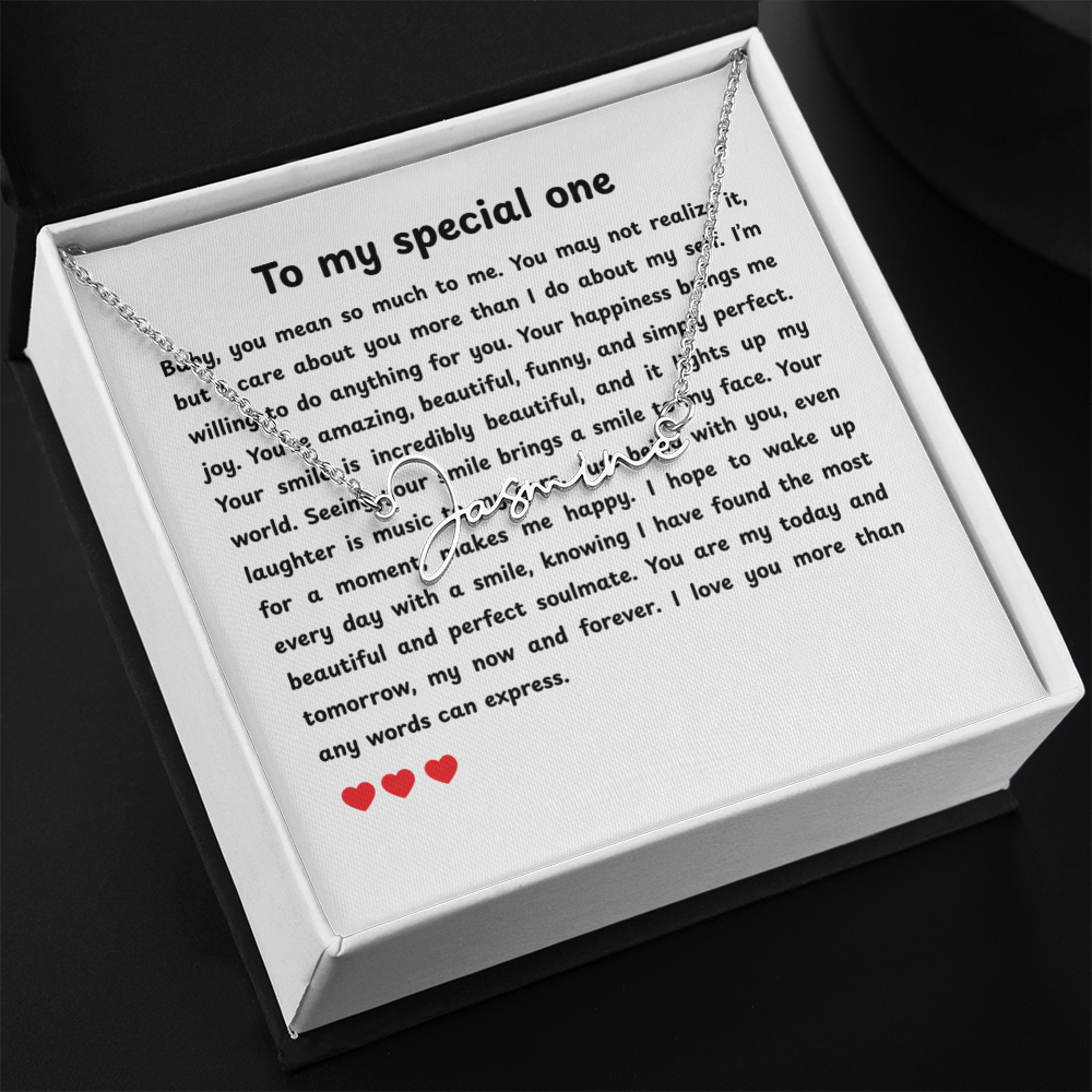 Personalized To My Special One Signature Name Necklace