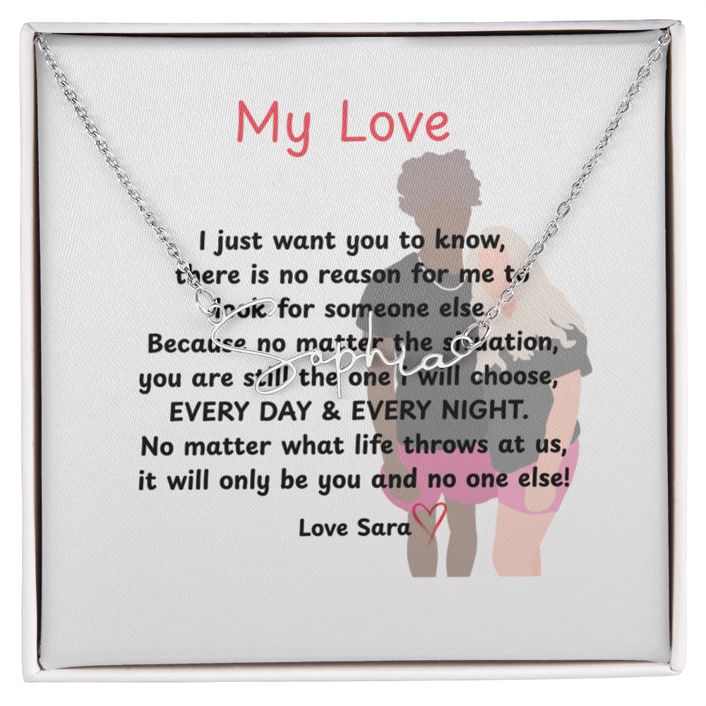 Personalized My Love Signature Name Necklace
