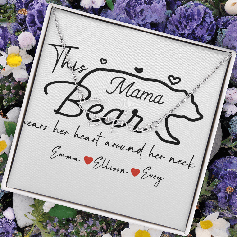 Personalized Mama Bear Signature Name Necklace