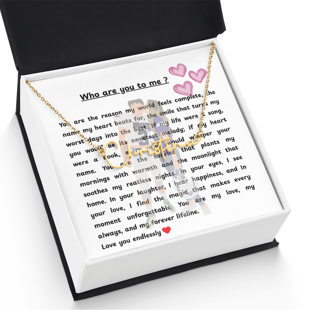 Personalized Who Are You To Me Signature Name Necklace