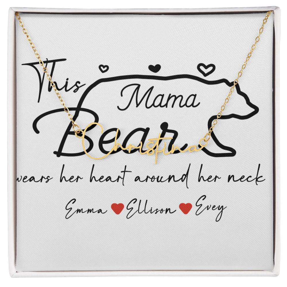Personalized Mama Bear Signature Name Necklace