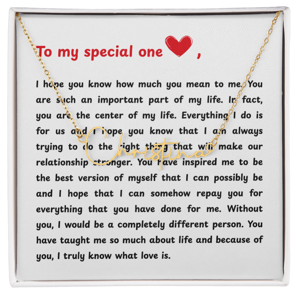 Personalized To My Special One Signature Name Necklace
