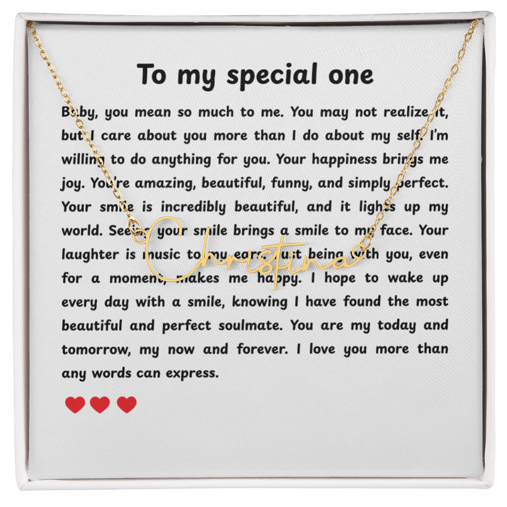Personalized To My Special One Signature Name Necklace