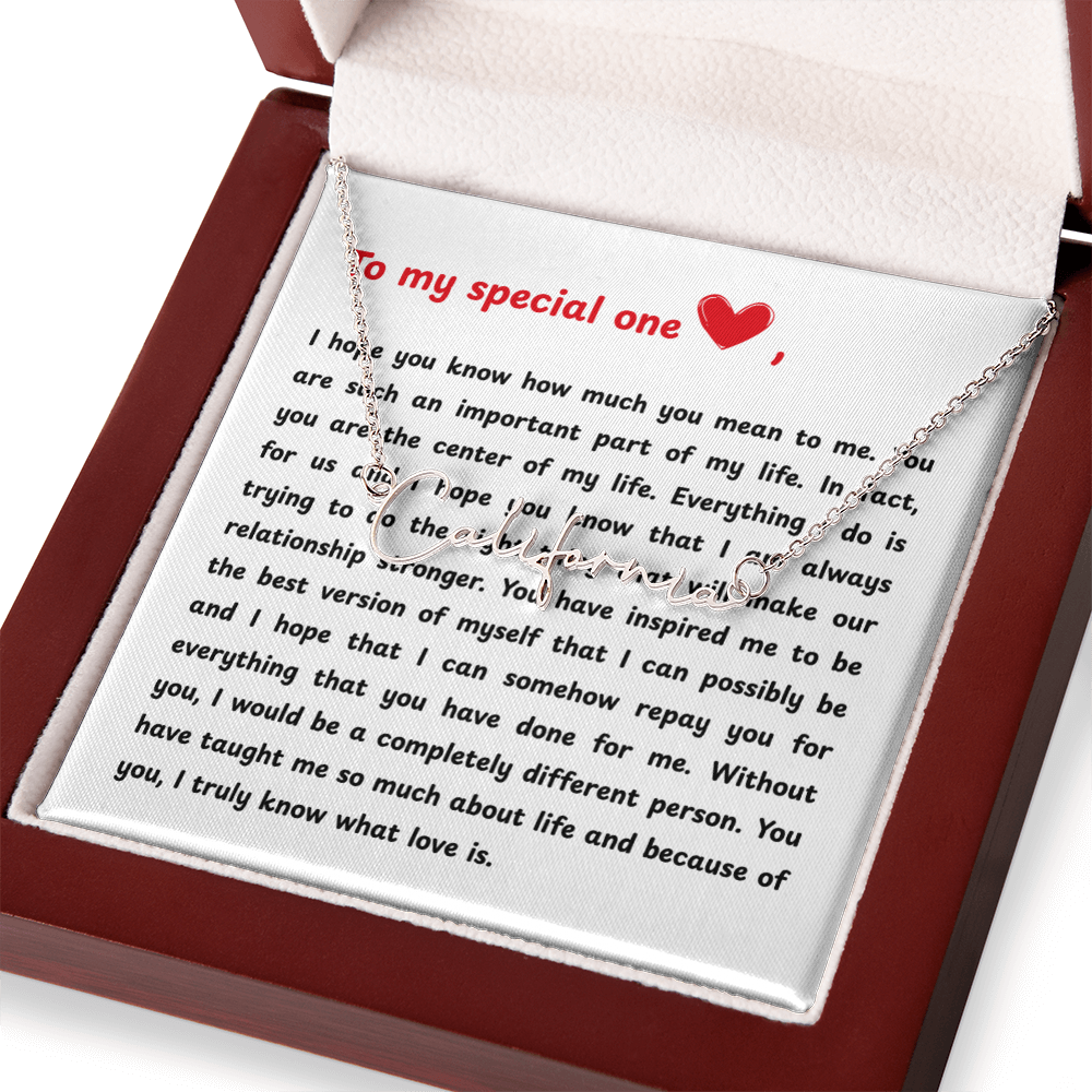 Personalized To My Special One Signature Name Necklace