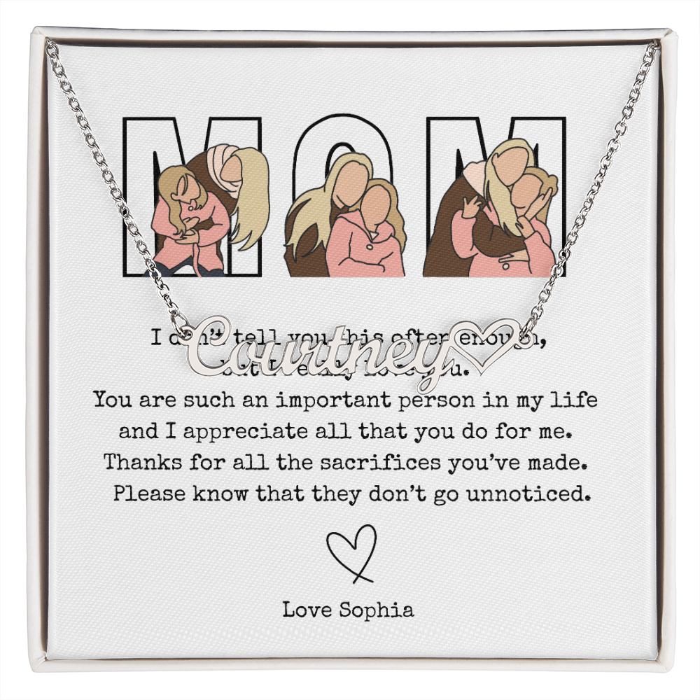 Personalized Mom Heart Name Necklace