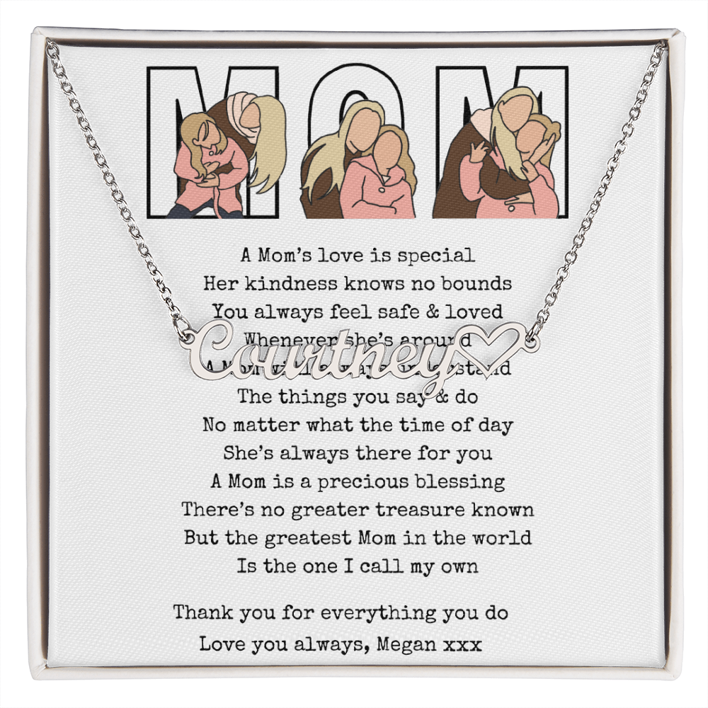 Personalized Mom Heart Name Necklace