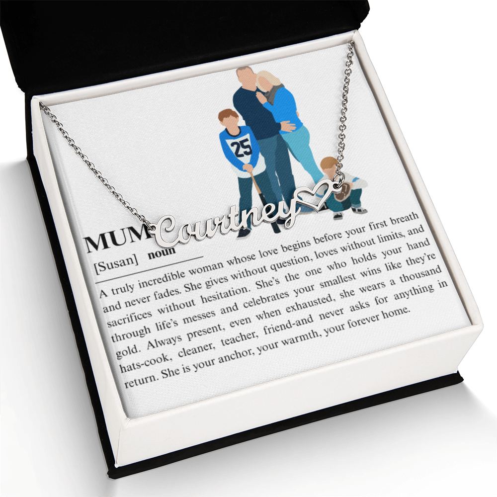 Personalized Mum Heart Name Necklace