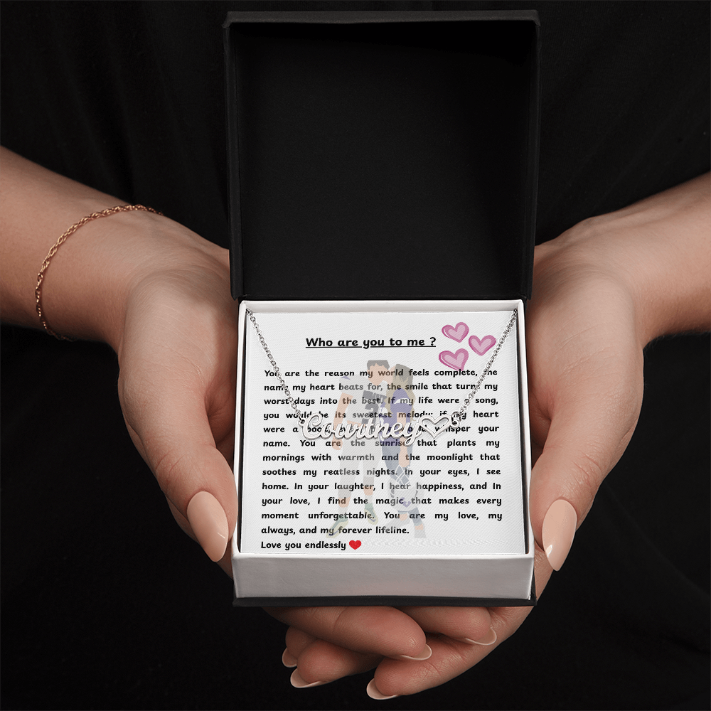 Personalized Who Are You To Me Heart Name Necklace