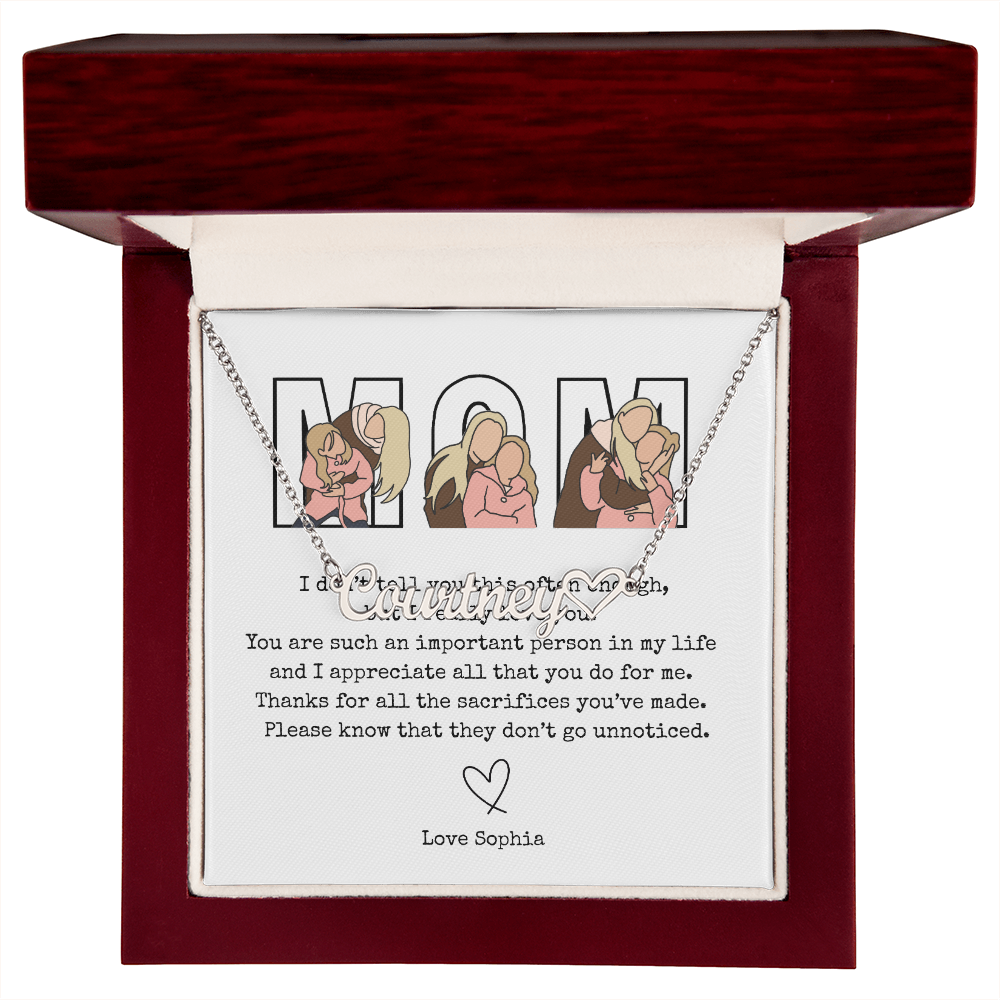 Personalized Mom Heart Name Necklace
