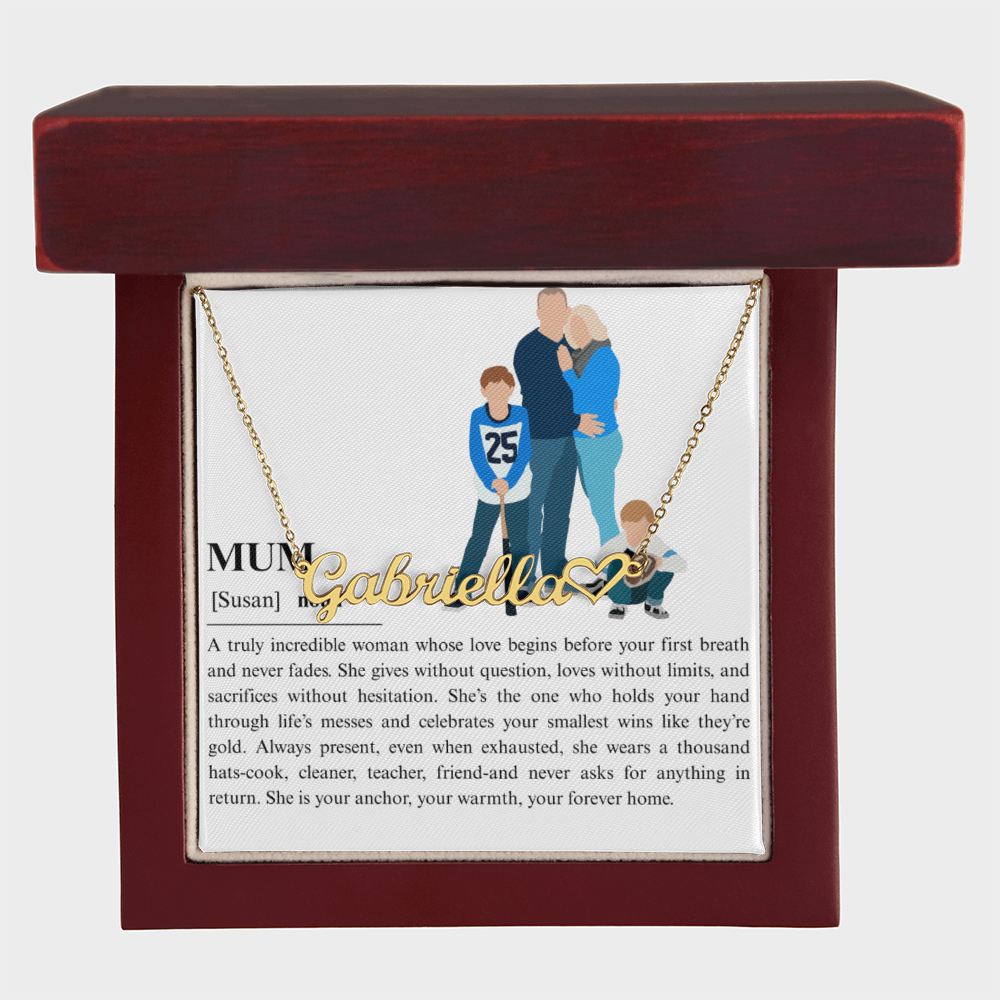 Personalized Mum Heart Name Necklace