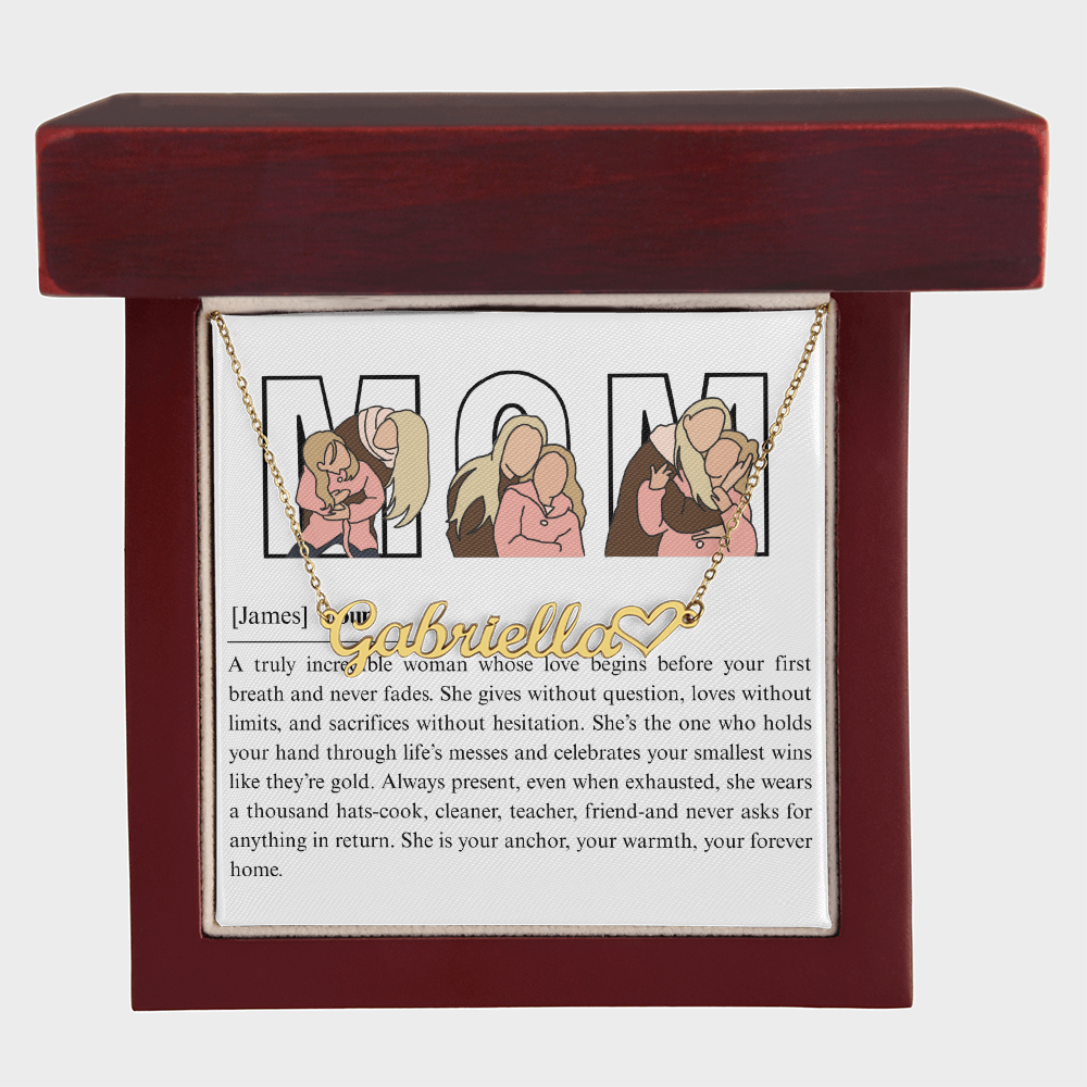 Personalized Mom Heart Name Necklace