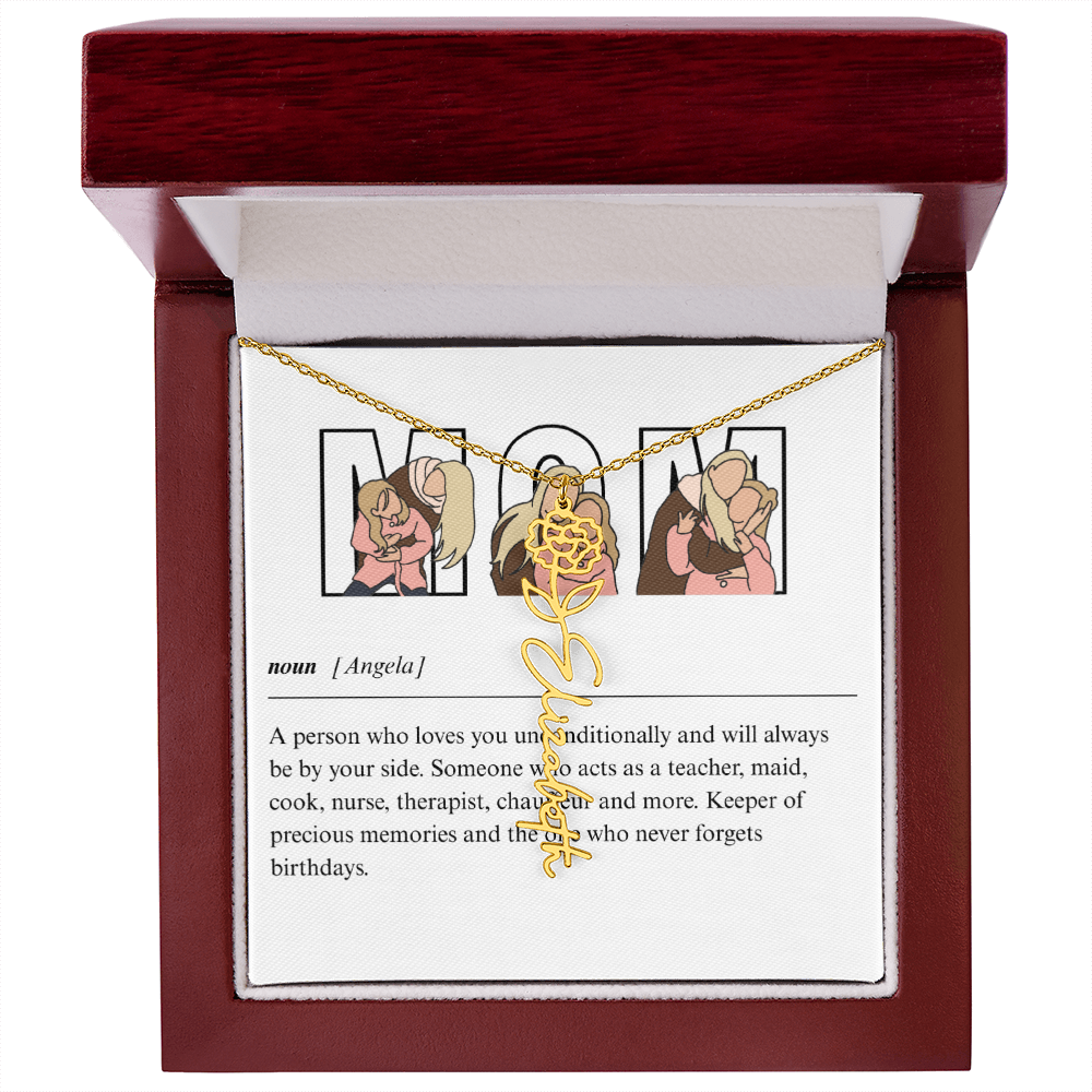 Personalized Mom Flower Name Necklace